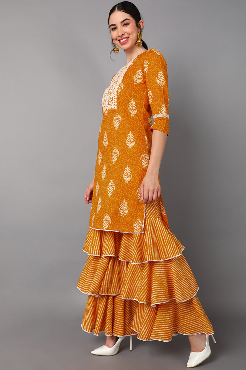  Women Mustard Printed Pure Cotton 