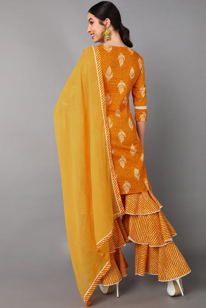  Women Mustard Printed Pure Cotton 