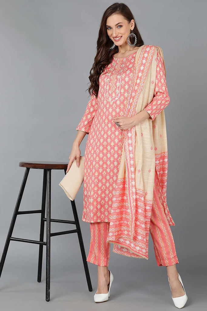 Cotton Printed Kurta Pant Dupatta Set VKSKD1424