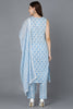  Women Blue Pure Cotton Kurta Trousers With Dupatta