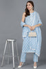  Women Blue Pure Cotton Kurta Trousers With Dupatta