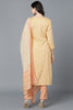  Women Yellow Cotton Printed Kurta Trousers With Dupatta 