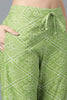  Women Green Cotton Dyed Printed Kurta Sharara With Dupatta 