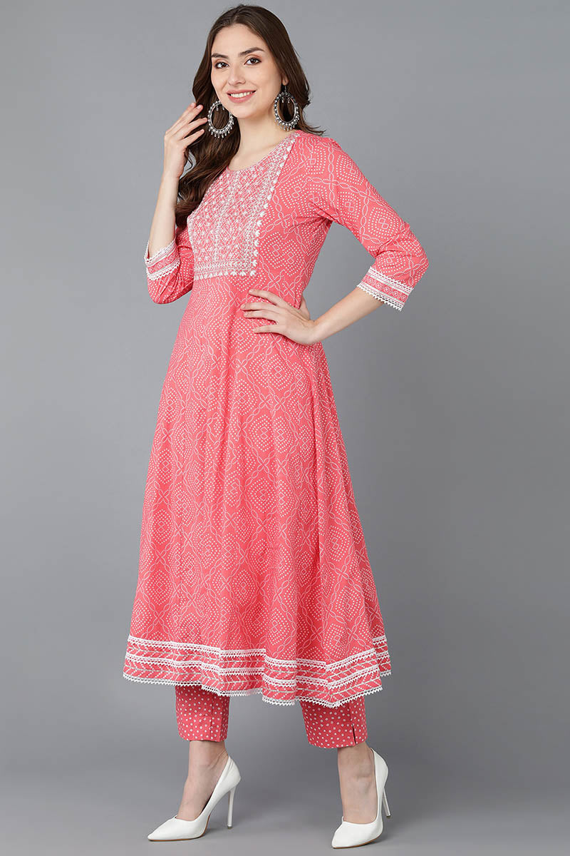  Women Peach Pure Cotton Kurta Trousers With Dupatta