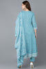  Women Blue Pure Cotton Kurta Trousers With Dupatta 