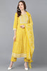  Women Yellow Pure Cotton Kurta Trousers With Dupatta