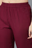  Women Burgundy Pure Cotton Kurta Trousers With Dupatta