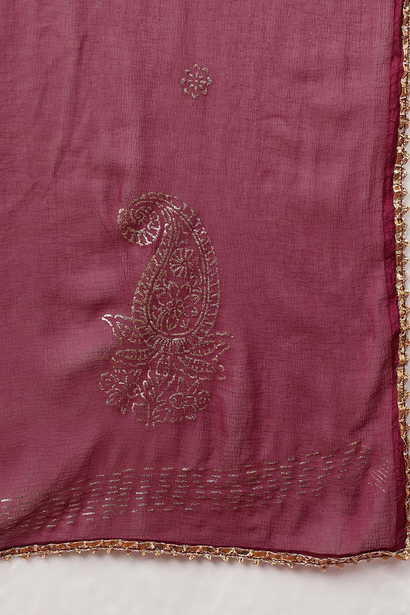  Women Burgundy Pure Cotton Kurta Trousers With Dupatta