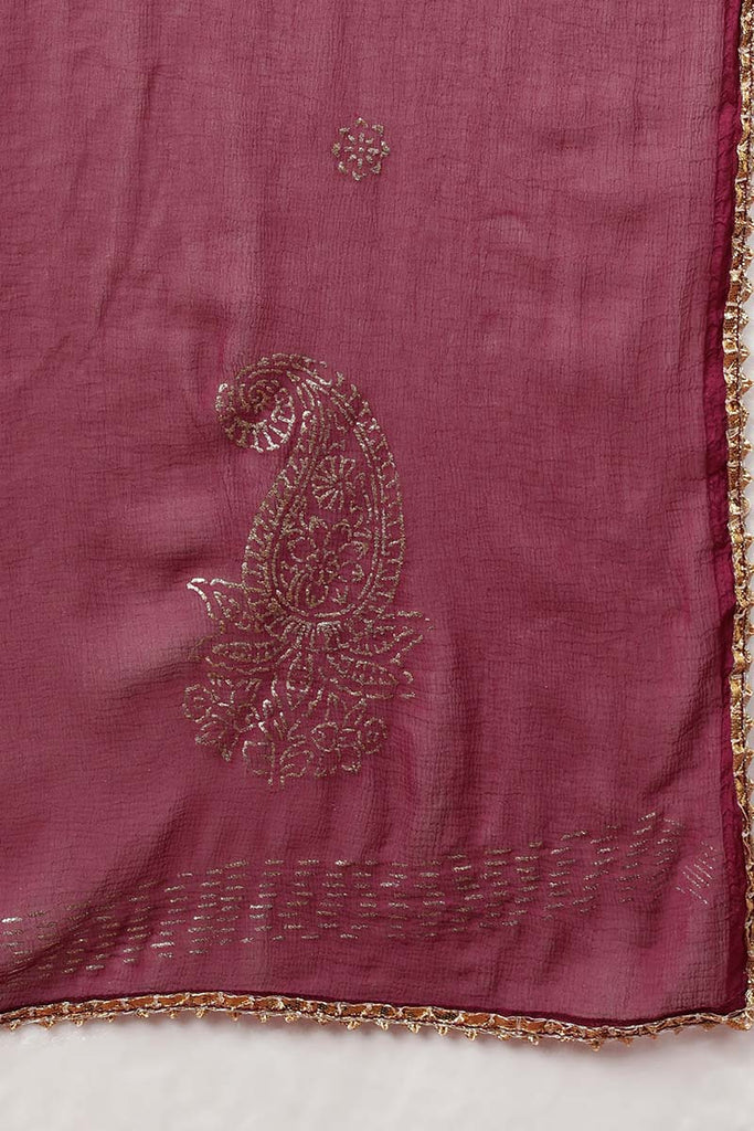  Women Burgundy Pure Cotton Kurta Trousers With Dupatta