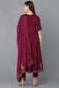  Women Burgundy Pure Cotton Kurta Trousers With Dupatta