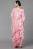 Pink Pure Cotton Floral Straight Kurta Trousers With Dupatta