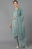  Women Green Pure Cotton Printed Kurta Trousers With Dupatta