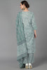  Women Green Pure Cotton Printed Kurta Trousers With Dupatta