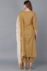 Mustard Poly Silk Straight Kurta Pant With Dupatta VKSKD1513