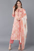 Peach Poly Silk Straight Kurta Pant With Dupatta VKSKD1517