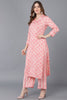 Peach Cotton Blend Straight Suit Set VKSKD1526