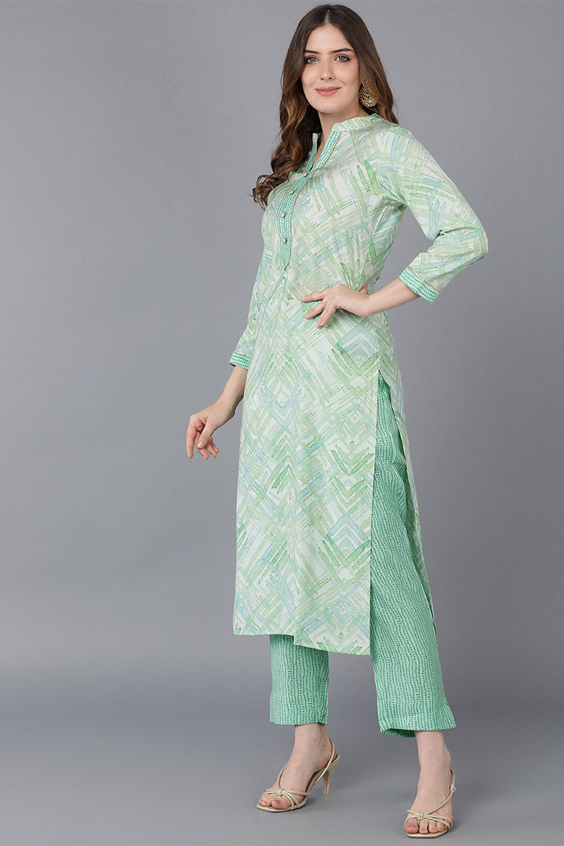  Women Sea Green Poly Silk Kurta Trousers With Dupatta