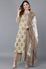 Beige Cotton Straight Kurta Palazzo With Dupatta VKSKD1543