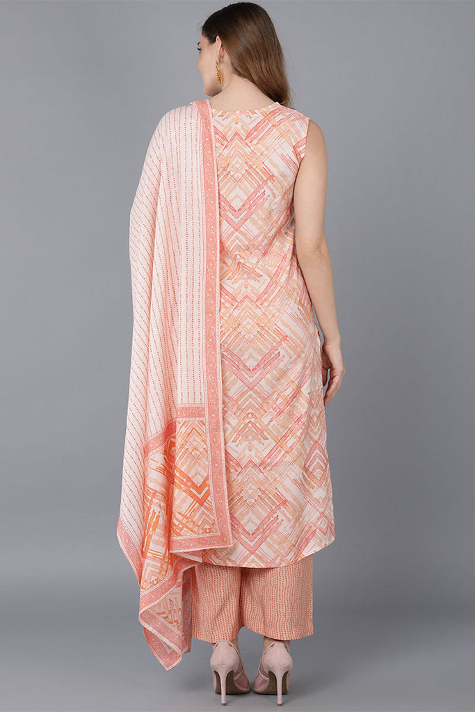 Nude Poly Silk Kurta Palazzos With Dupatta