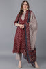 Maroon Poly Silk Straight Kurta Pant With Dupatta VKSKD1552