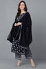 Navy Blue Pure Cotton Straight Kurta Palazzo With Dupatta VKSKD1588