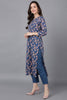 Blue Rayon Blend Floral Straight Suit Set VKSKD1601