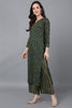 Green Pure Cotton Floral Straight Suit Set VKSKD1606