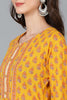  Women Mustard Pure Cotton Floral Printed Kurta Trousers With Dupatta