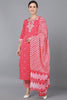 Pink Pure Cotton Bandhani Straight Suit Set VKSKD1636