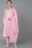  Women Pink Pure Cotton Yoke Design Kurta Set 