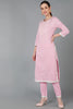  Women Pink Pure Cotton Yoke Design Kurta Set 