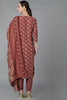  Women Maroon Silk Blend Yoke Design Floral Kurta Set 