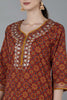  Women Maroon Pure Cotton Printed Kurta Set