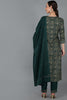 Green Viscose Rayon Abstract Straight Kurta Trousers With Dupatta 