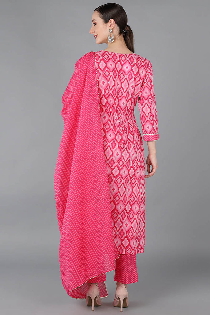  Women Pink Pure Cotton Yoke Design Abstract