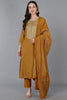 Gold Silk Blend Bandhani Straight Kurta Trousers With Dupatta 