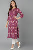 Purple Pure Cotton Floral Straight Kurta Pant With Dupatta