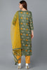 Green Rayon Blend Ethnic Motif Printed Straight Suit Set VKSKD1721