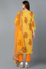 Mustard Orange Rayon Blend Floral Printed Straight Suit Set VKSKD1725