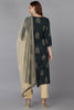 Green Rayon Blend Straight Quirky Kurta Pant With Dupatta VKSKD1739