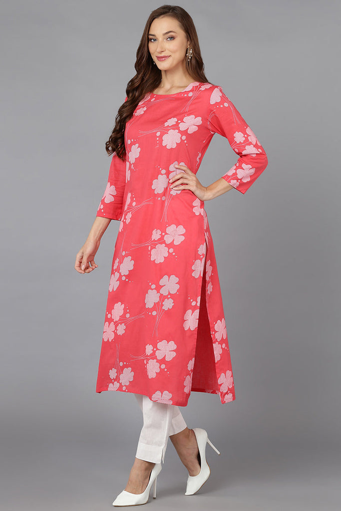 Pink Rayon Blend Printed Kurta Pant With Dupatta VKSKD1741