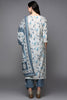 Off White Poly Chanderi Floral Straight Suit Set VKSKD1744