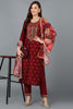 Maroon Silk Blend Embroidered Kurta Pant With Dupatta VKSKD1757