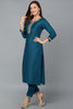 Blue Silk Blend Straight Kurta Pant With Dupatta VKSKD1768