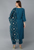 Blue Silk Blend Straight Kurta Pant With Dupatta VKSKD1768