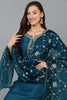 Blue Silk Blend Straight Kurta Pant With Dupatta VKSKD1768