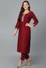 Maroon Silk Blend Straight Kurta Pant With Dupatta VKSKD1772