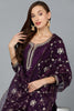 Purple Silk Blend Straight Kurta Pant With Dupatta VKSKD1774