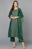 Dark Green Silk Blend Embroidered Party wear Suit Set VKSKD1783