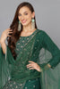 Dark Green Silk Blend Embroidered Party wear Suit Set VKSKD1783